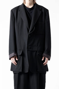 画像をギャラリービューアに読み込む, Y's for men SHAVED CLOTH JACKET / WRINKLED GABARDINE (BLACK)