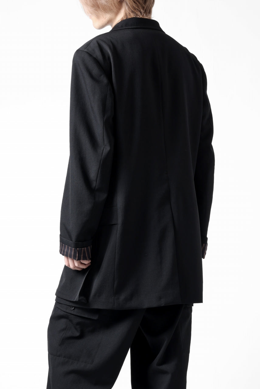 画像をギャラリービューアに読み込む, Y's for men SHAVED CLOTH JACKET / WRINKLED GABARDINE (BLACK)