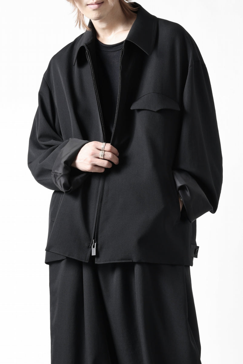 Y's for men CHEST FLAP BLOUSON / WRINKLED GABARDINE (BLACK