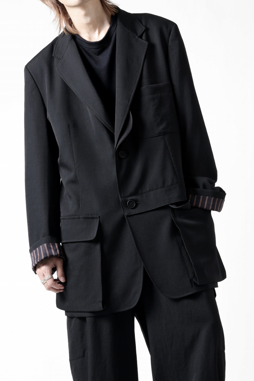 画像をギャラリービューアに読み込む, Y's for men SHAVED CLOTH JACKET / WRINKLED GABARDINE (BLACK)