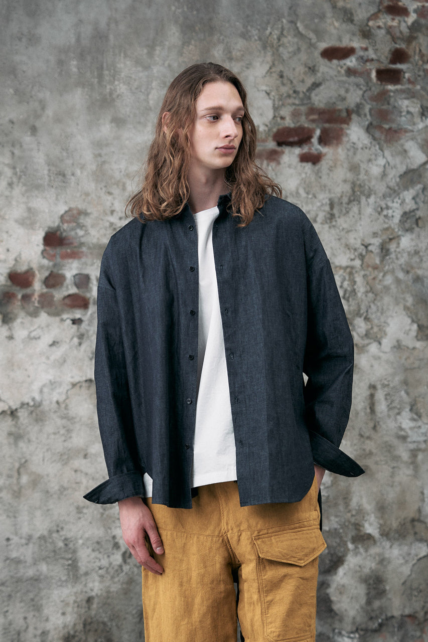 Load image into Gallery viewer, sus-sous atelier L/S shirts / 6oz uneven yarn denim (INDIGO / RIGID)