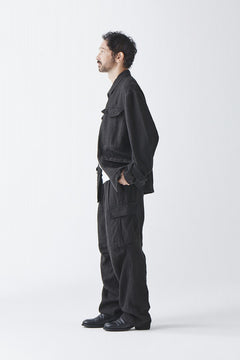 Load image into Gallery viewer, sus-sous exclusive military cargo pants / natural linen & wool (LIGHT BLACK)