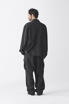 Load image into Gallery viewer, sus-sous exclusive military cargo pants / natural linen & wool (LIGHT BLACK)