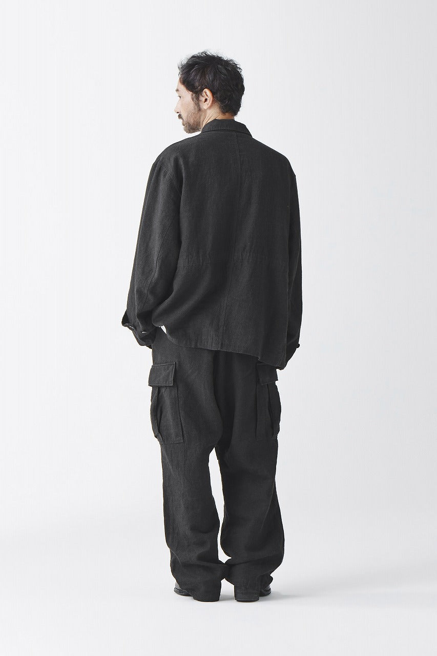 Load image into Gallery viewer, sus-sous exclusive military cargo pants / natural linen & wool (LIGHT BLACK)