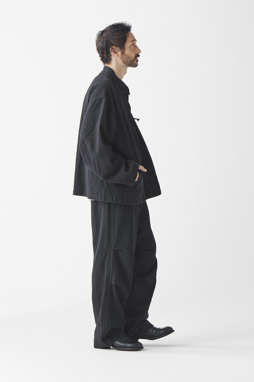 Load image into Gallery viewer, sus-sous exclusive wide pants / 10/2 linen cotton hop suck (BLACK)