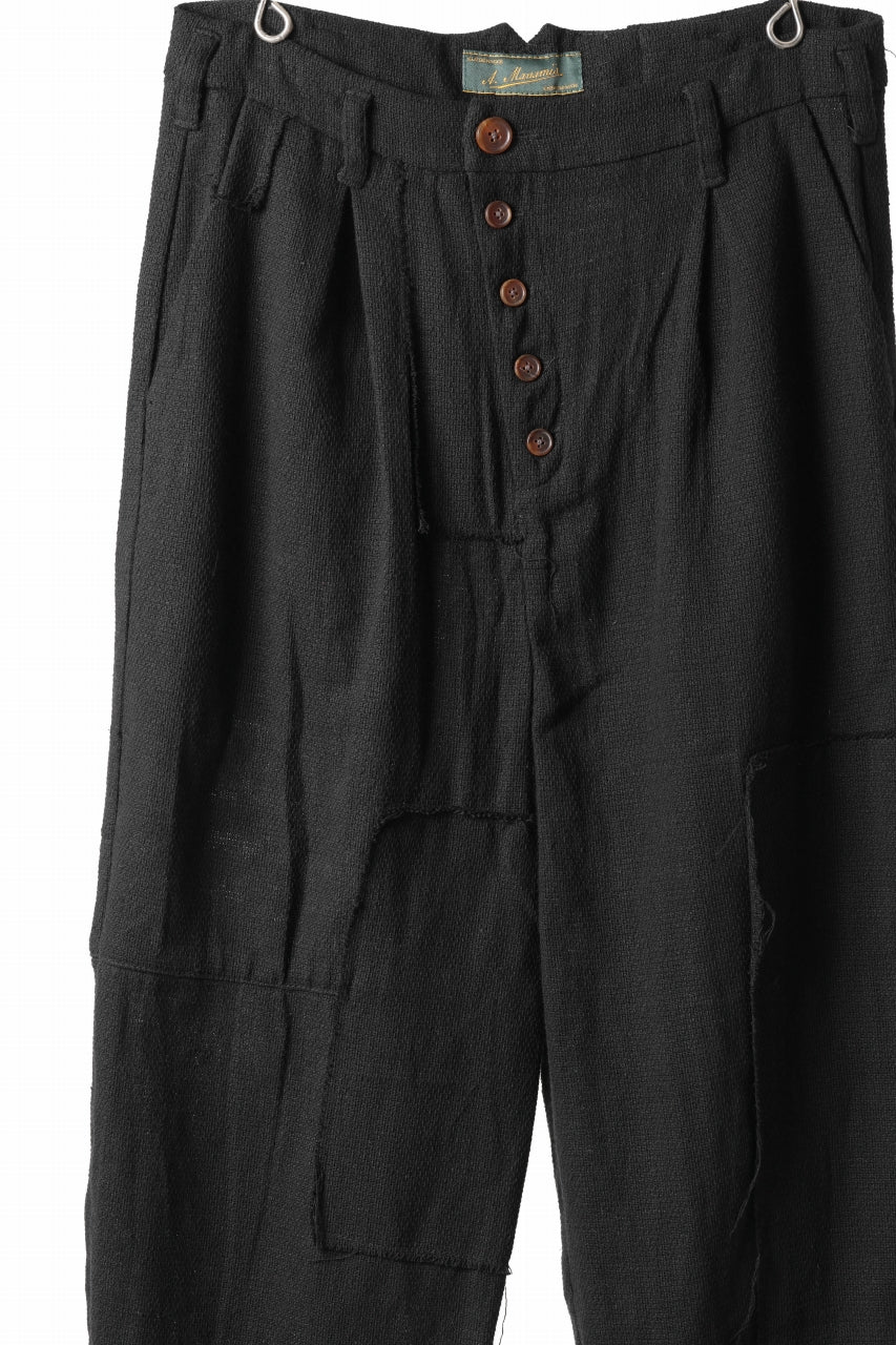 画像をギャラリービューアに読み込む, Aleksandr Manamis exclusive Bias Front Cropped Pant / Mesh Linen (BLACK)