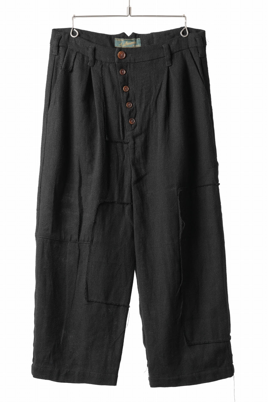画像をギャラリービューアに読み込む, Aleksandr Manamis exclusive Bias Front Cropped Pant / Mesh Linen (BLACK)