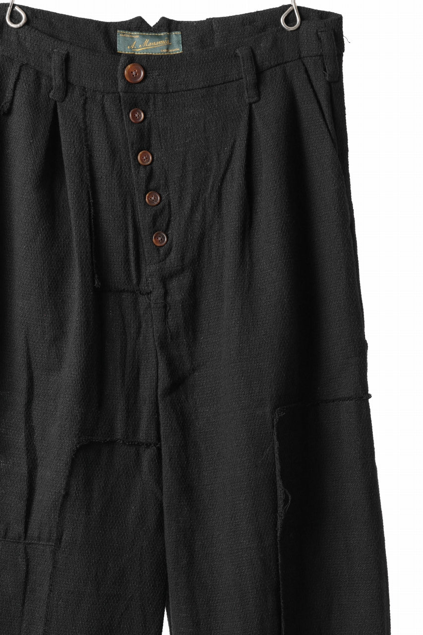 画像をギャラリービューアに読み込む, Aleksandr Manamis exclusive Bias Front Cropped Pant / Mesh Linen (BLACK)