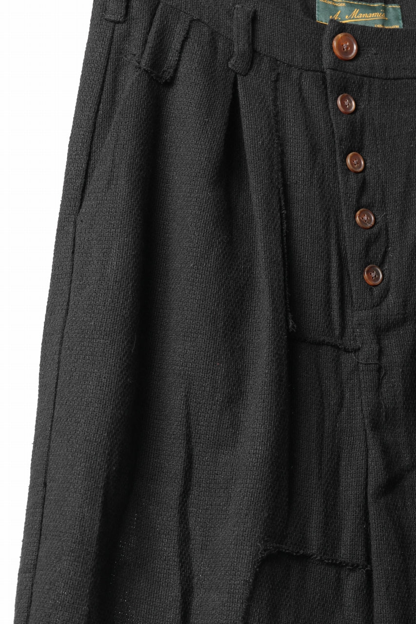 画像をギャラリービューアに読み込む, Aleksandr Manamis exclusive Bias Front Cropped Pant / Mesh Linen (BLACK)