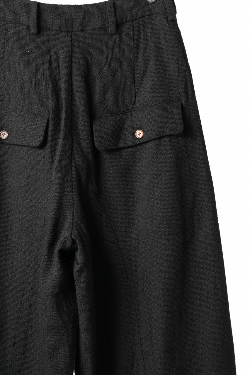 画像をギャラリービューアに読み込む, Aleksandr Manamis Wide Tapered Ankle Pant / Mesh Linen (BLACK)
