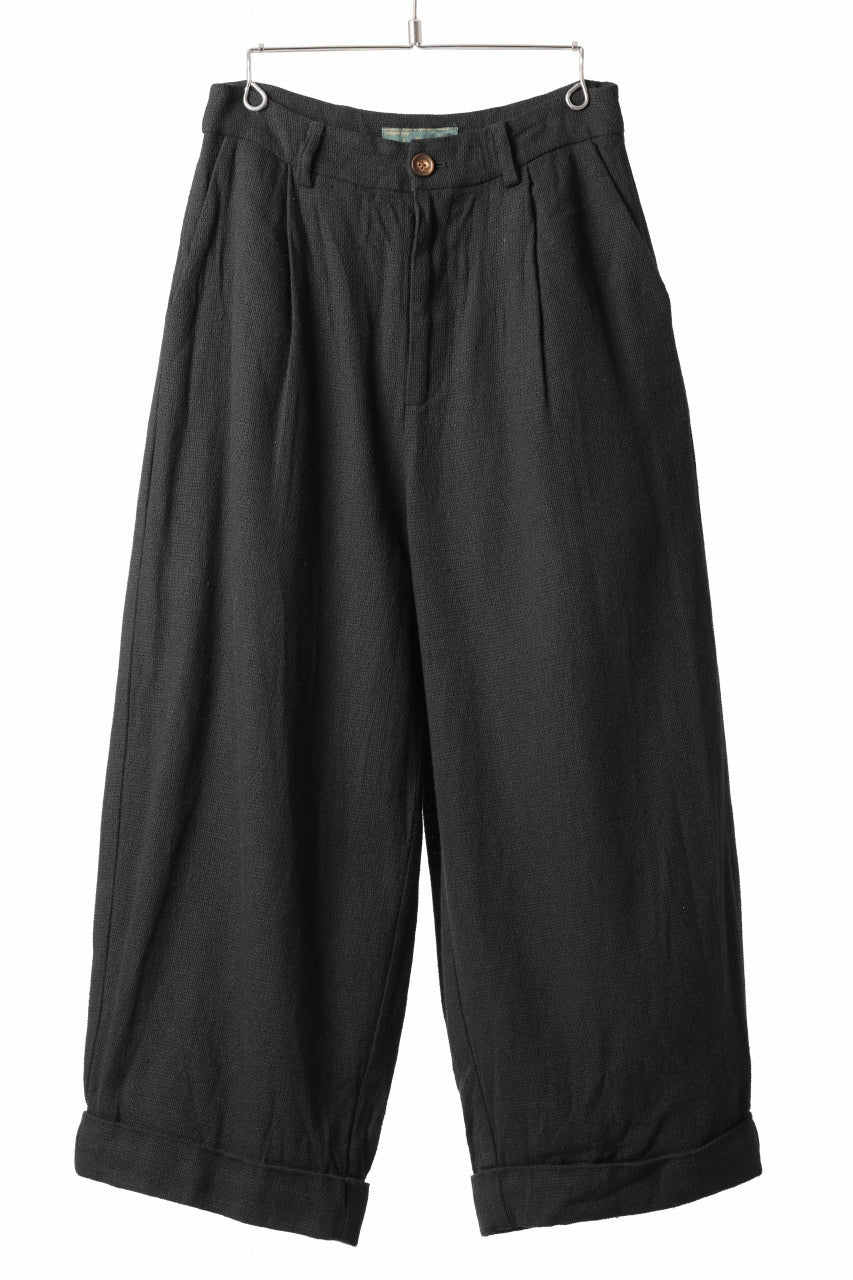 画像をギャラリービューアに読み込む, Aleksandr Manamis Wide Tapered Ankle Pant / Mesh Linen (BLACK)