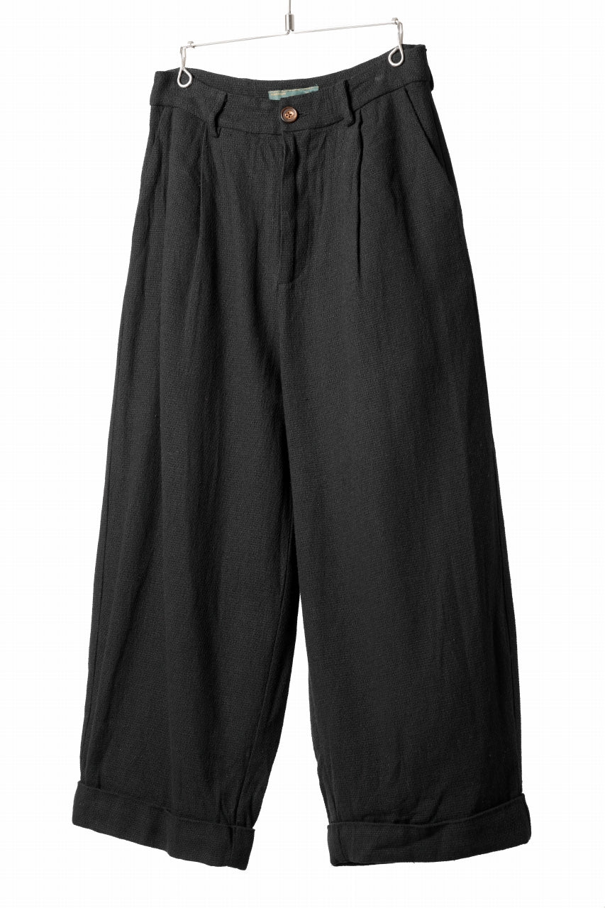 画像をギャラリービューアに読み込む, Aleksandr Manamis Wide Tapered Ankle Pant / Mesh Linen (BLACK)