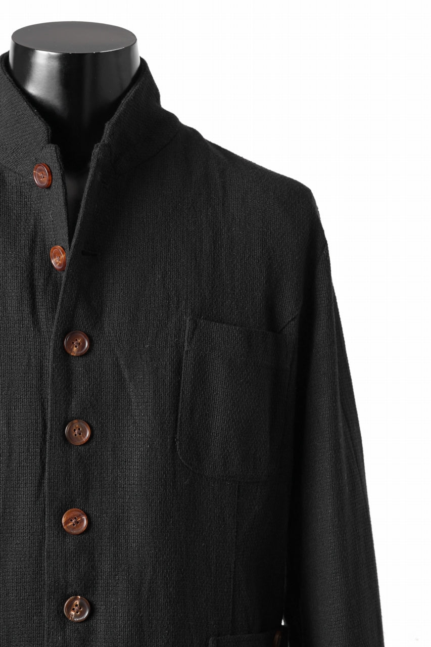 画像をギャラリービューアに読み込む, Aleksandr Manamis exclusive 19IEME Stand Collar Jacket / Mesh Linen (BLACK)