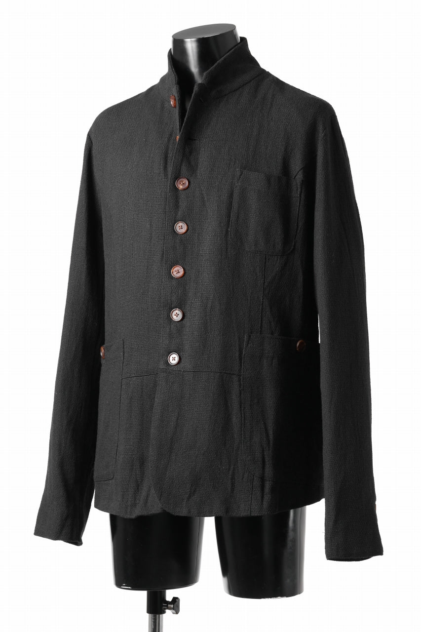 画像をギャラリービューアに読み込む, Aleksandr Manamis exclusive 19IEME Stand Collar Jacket / Mesh Linen (BLACK)
