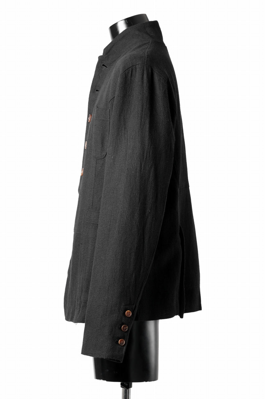 画像をギャラリービューアに読み込む, Aleksandr Manamis exclusive 19IEME Stand Collar Jacket / Mesh Linen (BLACK)