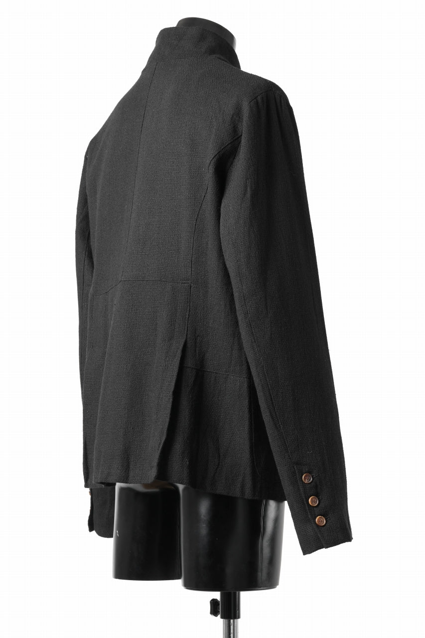 画像をギャラリービューアに読み込む, Aleksandr Manamis exclusive 19IEME Stand Collar Jacket / Mesh Linen (BLACK)