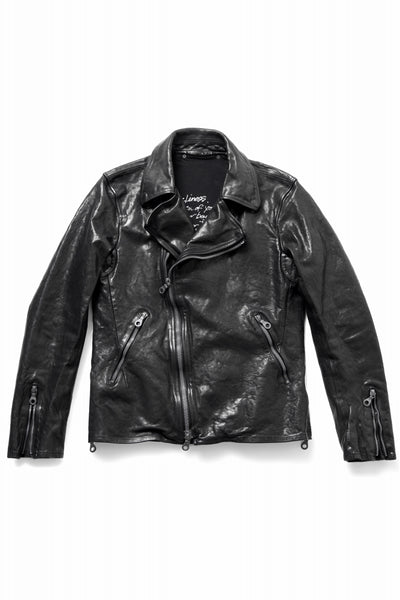 ISAMU KATAYAMA BACKLASH ITALY SHOULDER GARMENT-DYED DOUBLE RIDERS JACKET(BLACK)