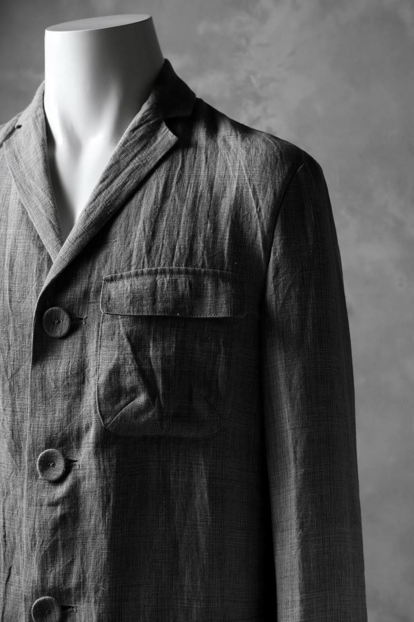 画像をギャラリービューアに読み込む, blackcrow 3B linen check jacket / sumi dyed (carbon)