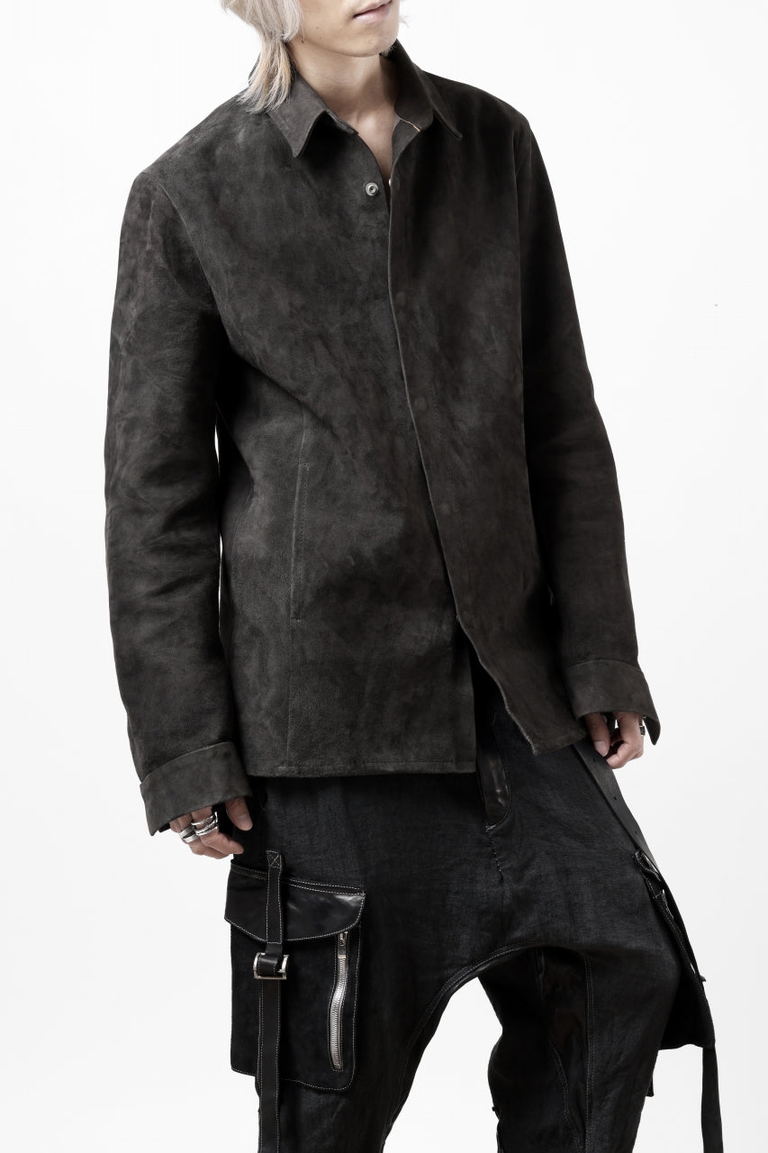 Load image into Gallery viewer, ISAMU KATAYAMA BACKLASH REVERSE LEATHER SHIRT / DOUBLE DYED - JP WET WHITE CALF (GREY)
