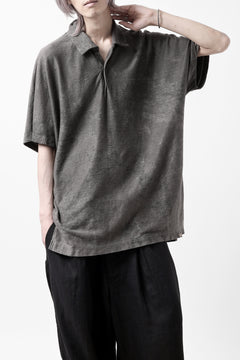 画像をギャラリービューアに読み込む, COLINA BIG SKIPPER POLO SHIRT / ANCIENT DYED LINEN HEAVY JERSEY (DUST)