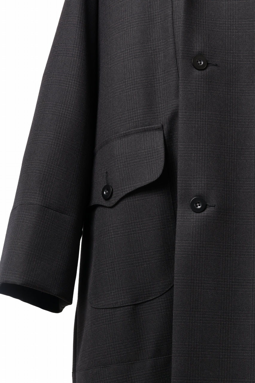 Load image into Gallery viewer, KLASICA SAULT FOLK DOUBLE BREASTED OVER COAT / REPULSION NIGHT GLEN CHECK WOOL (SHADOW CHECK)