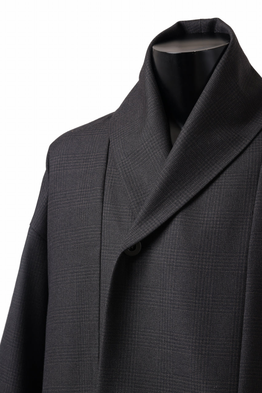 Load image into Gallery viewer, KLASICA SAULT FOLK DOUBLE BREASTED OVER COAT / REPULSION NIGHT GLEN CHECK WOOL (SHADOW CHECK)