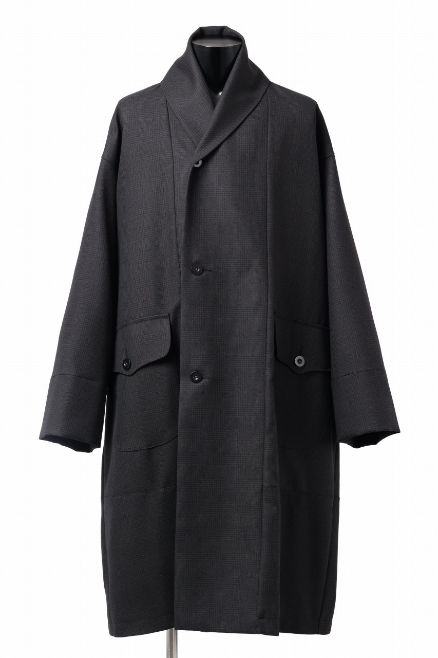 Load image into Gallery viewer, KLASICA SAULT FOLK DOUBLE BREASTED OVER COAT / REPULSION NIGHT GLEN CHECK WOOL (SHADOW CHECK)