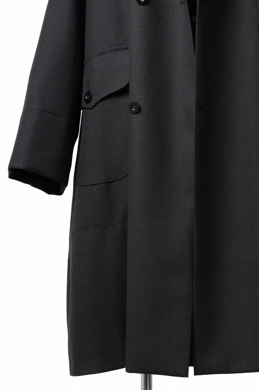 Load image into Gallery viewer, KLASICA SAULT FOLK DOUBLE BREASTED OVER COAT / REPULSION NIGHT GLEN CHECK WOOL (SHADOW CHECK)