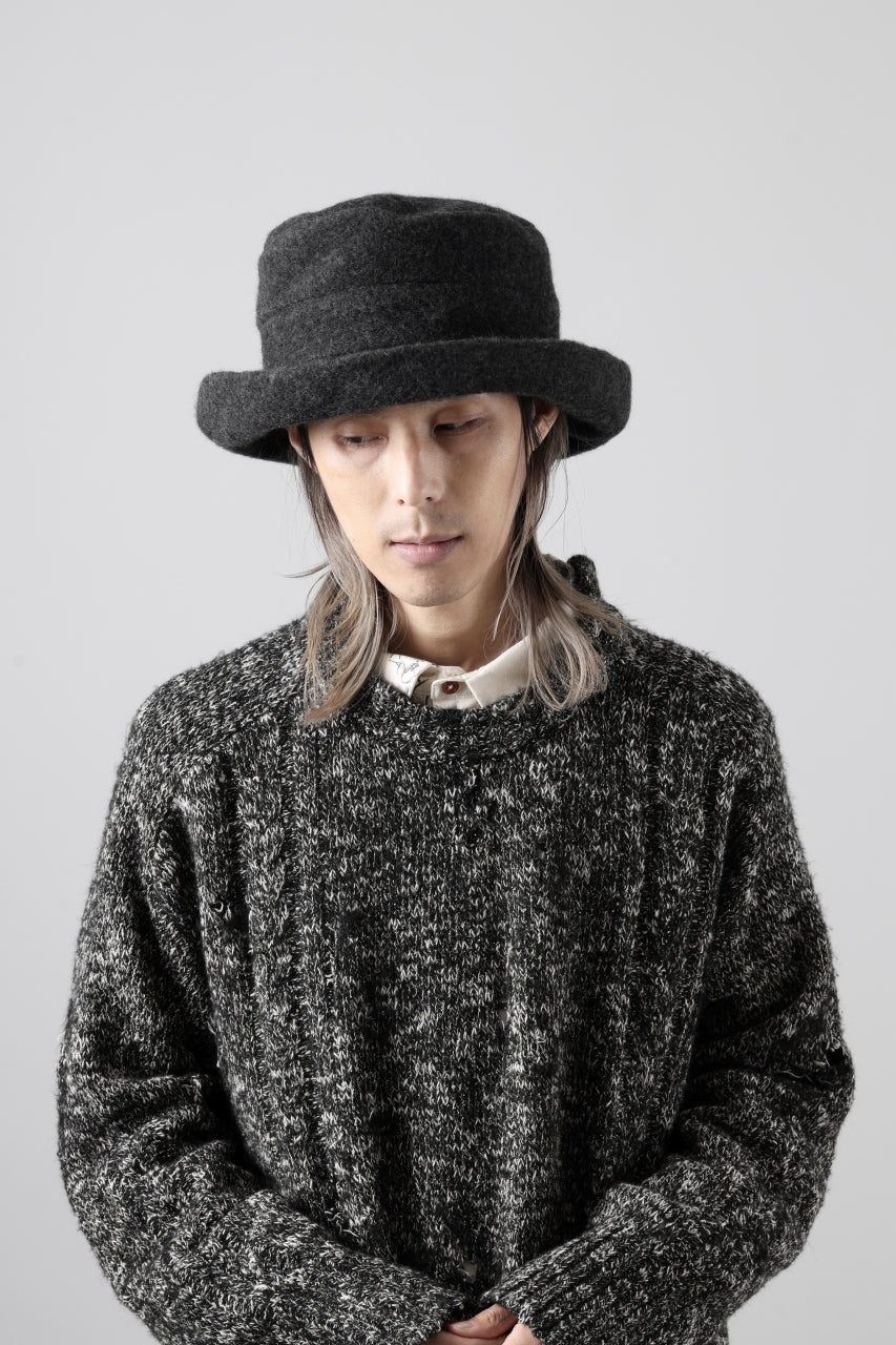 Load image into Gallery viewer, KLASICA CURVE BRIM VOLUME HAT / WOOL x ALPACA PILE (REVERSE PUFF)