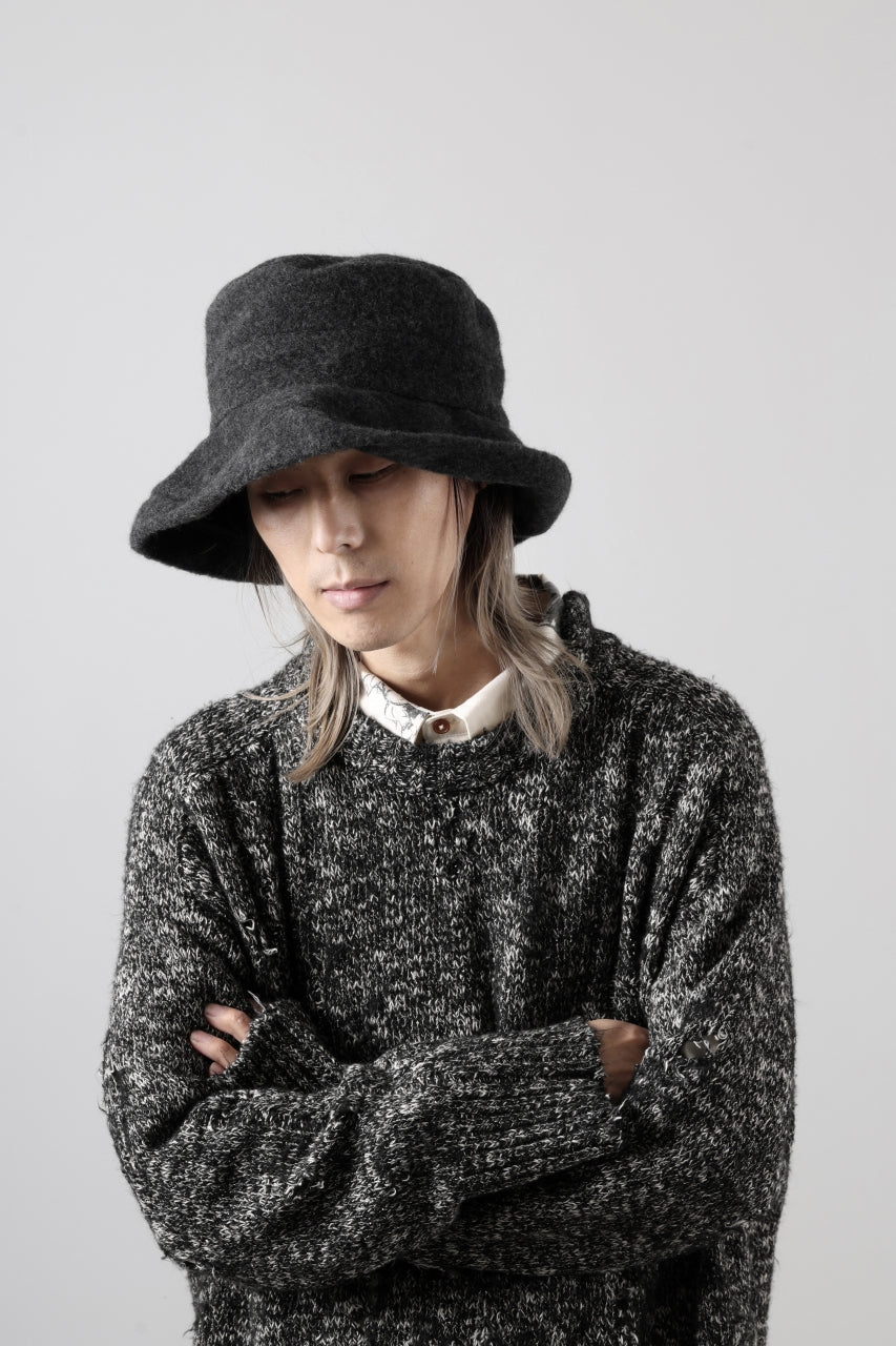 Load image into Gallery viewer, KLASICA CURVE BRIM VOLUME HAT / WOOL x ALPACA PILE (REVERSE PUFF)