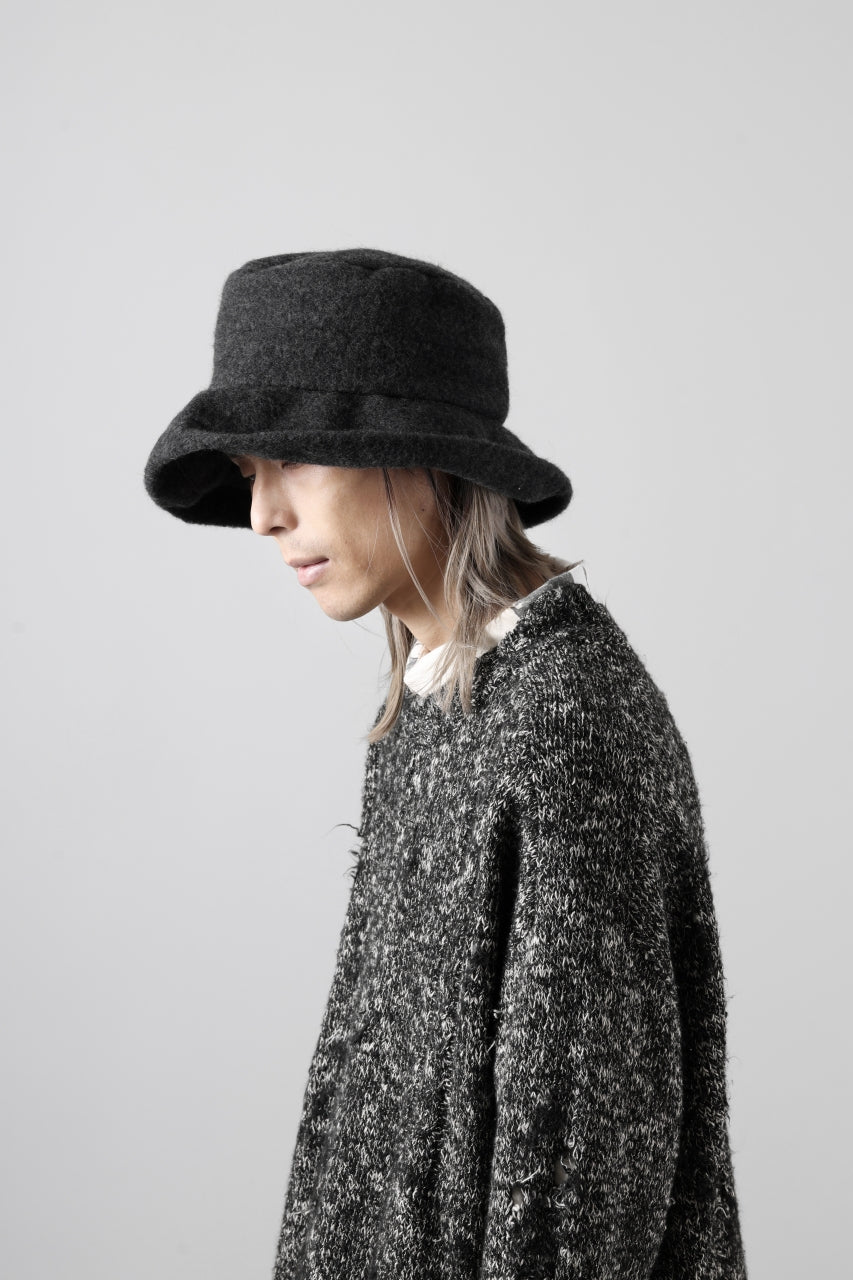 Load image into Gallery viewer, KLASICA CURVE BRIM VOLUME HAT / WOOL x ALPACA PILE (REVERSE PUFF)