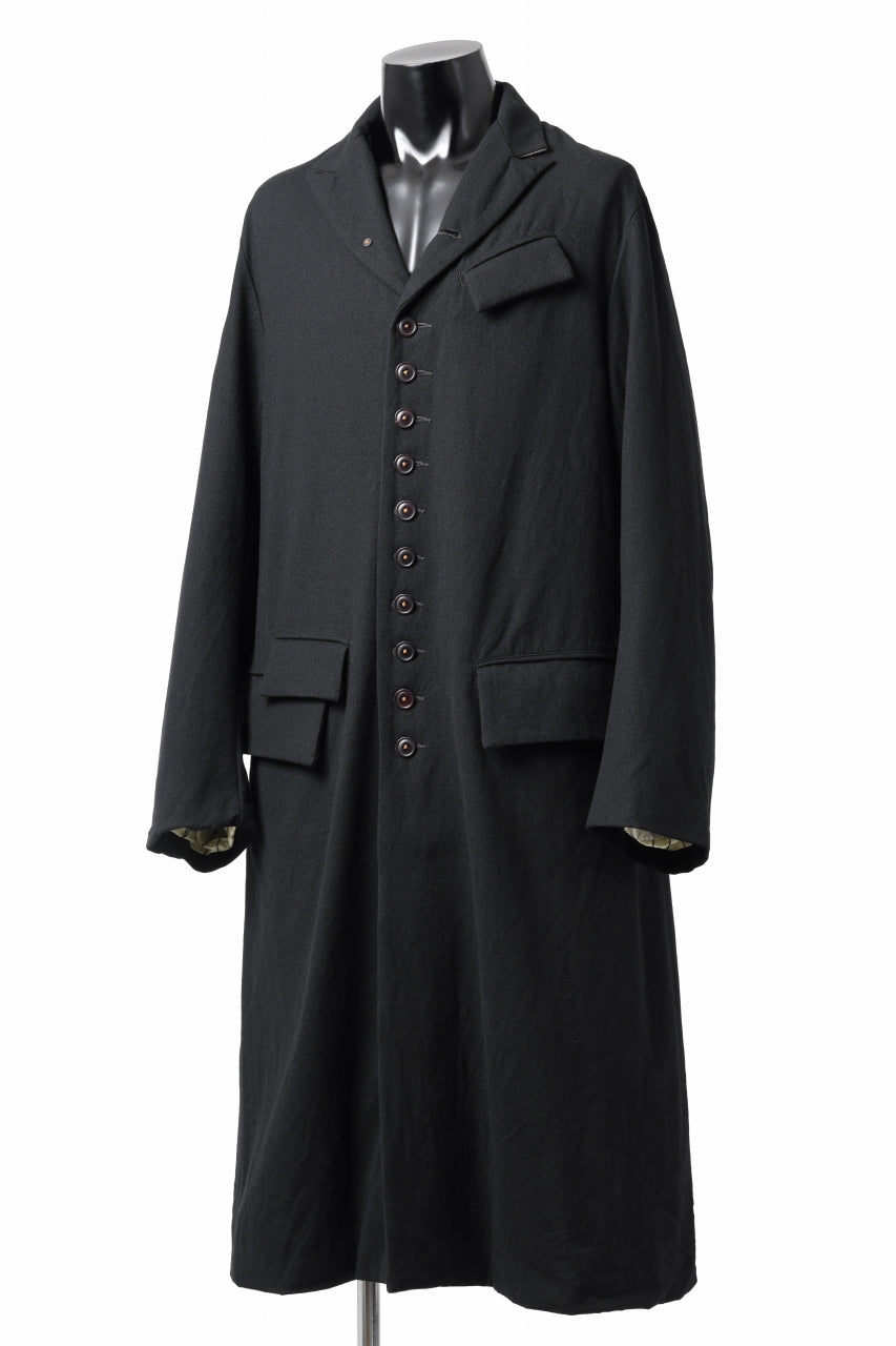 画像をギャラリービューアに読み込む, KLASICA SIGLO 10 BUTTONS OLD COAT / COMPRESSION GABARDINE WOOL (BLACK)