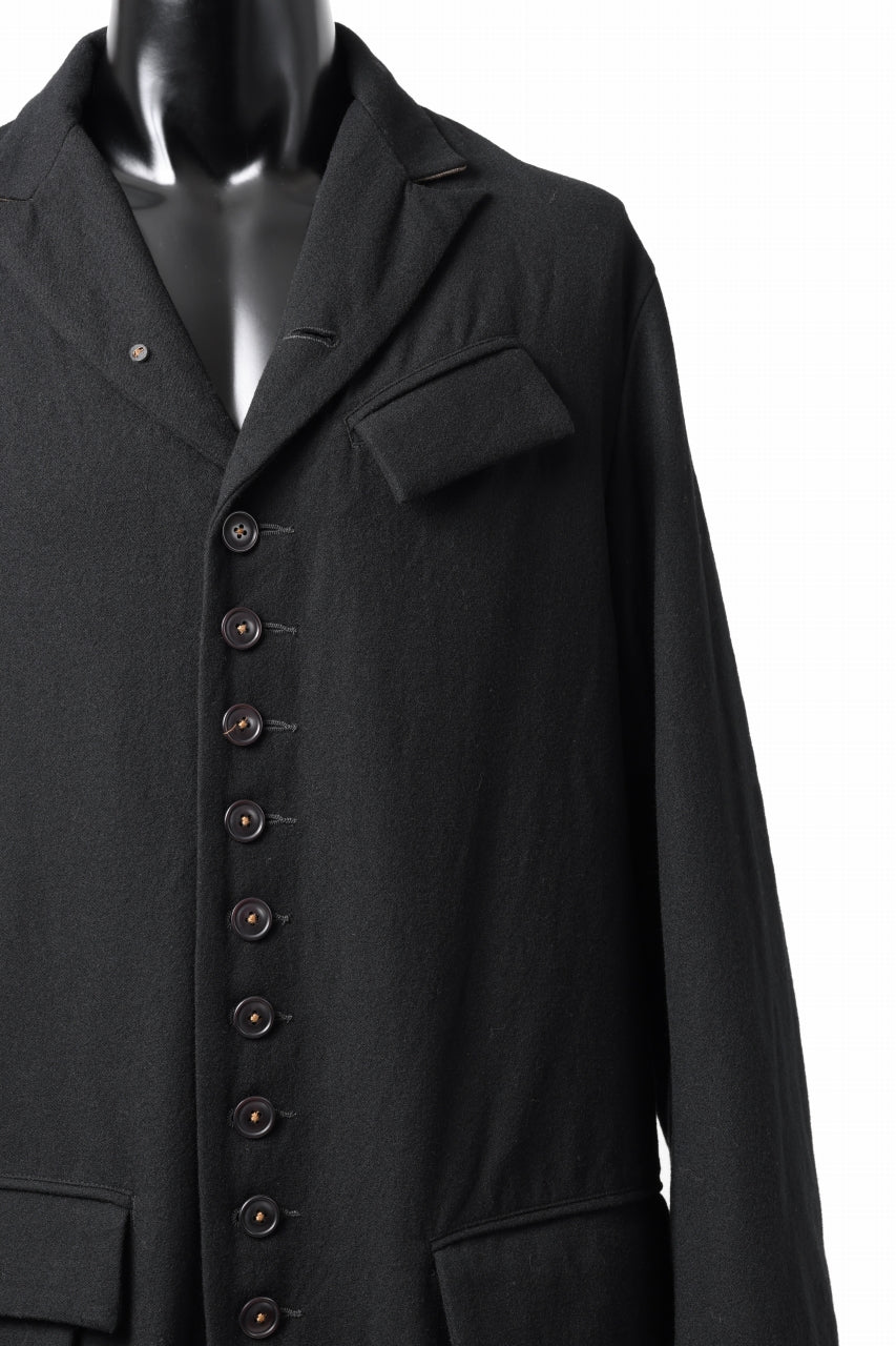 画像をギャラリービューアに読み込む, KLASICA SIGLO 10 BUTTONS OLD COAT / COMPRESSION GABARDINE WOOL (BLACK)