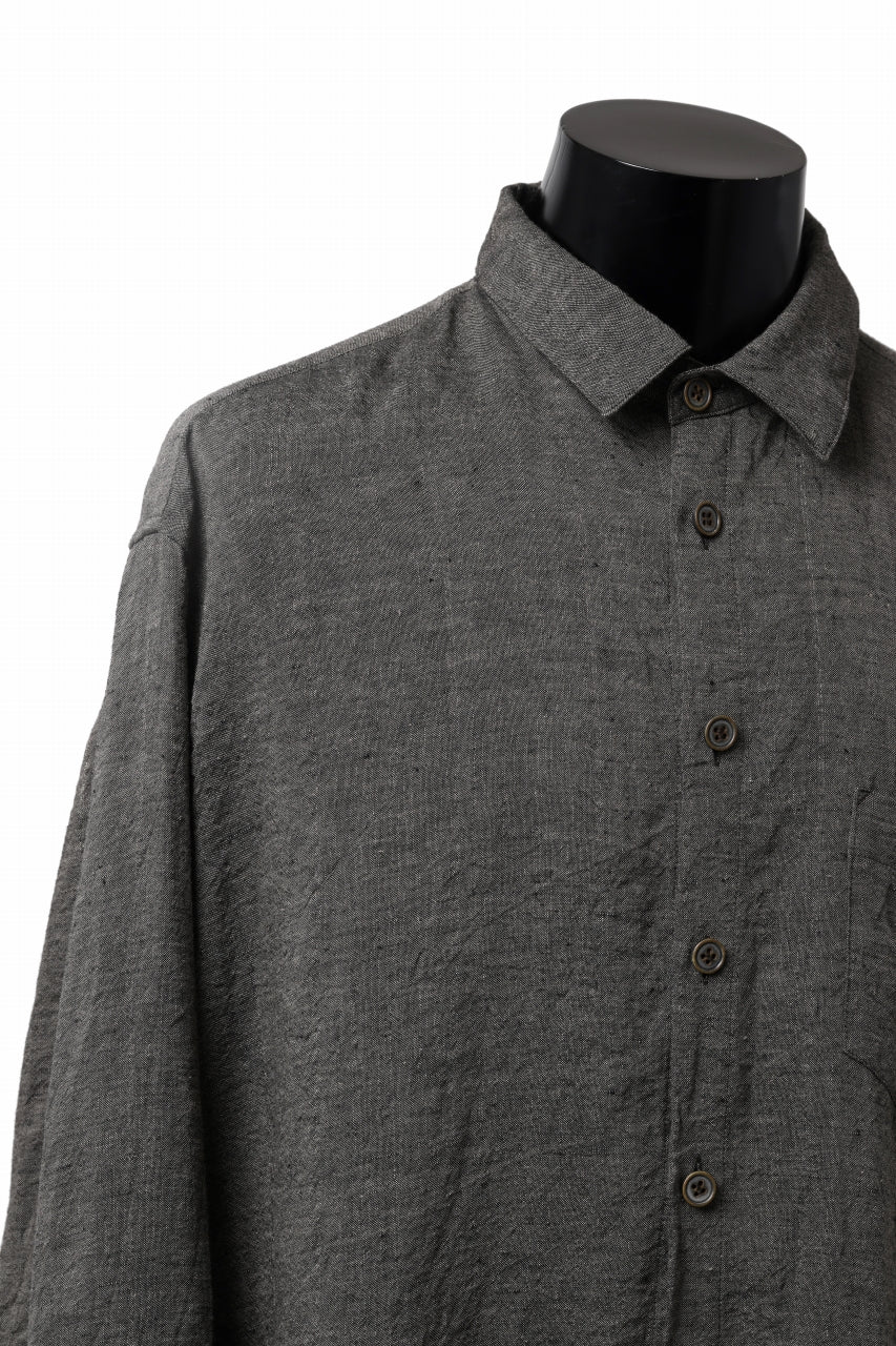 画像をギャラリービューアに読み込む, YUTA MATSUOKA long shirt / linen gold thread stripe (charcoal gray)