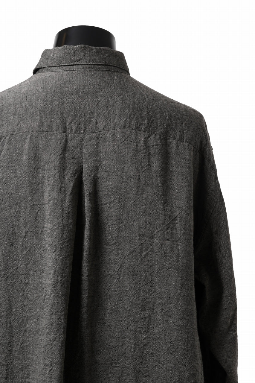 画像をギャラリービューアに読み込む, YUTA MATSUOKA long shirt / linen gold thread stripe (charcoal gray)