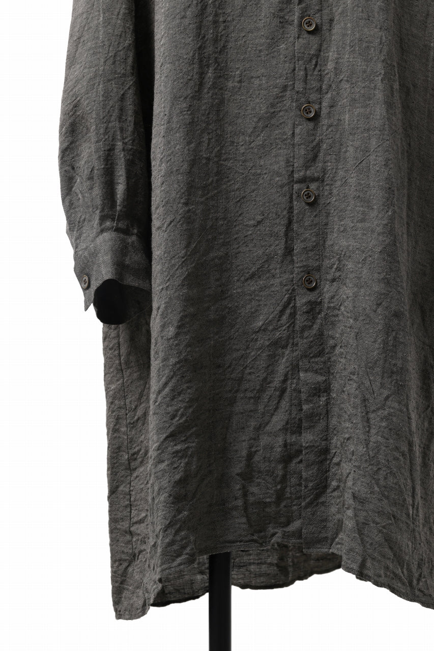 画像をギャラリービューアに読み込む, YUTA MATSUOKA long shirt / linen gold thread stripe (charcoal gray)