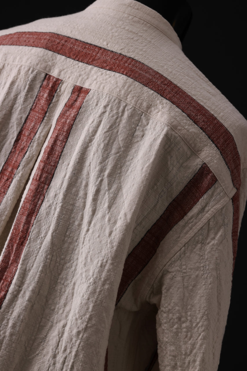 画像をギャラリービューアに読み込む, YUTA MATSUOKA stand collar shirt / organic cotton slub (red stripe)