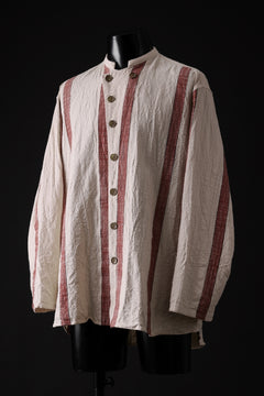 画像をギャラリービューアに読み込む, YUTA MATSUOKA stand collar shirt / organic cotton slub (red stripe)