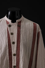 画像をギャラリービューアに読み込む, YUTA MATSUOKA stand collar shirt / organic cotton slub (red stripe)