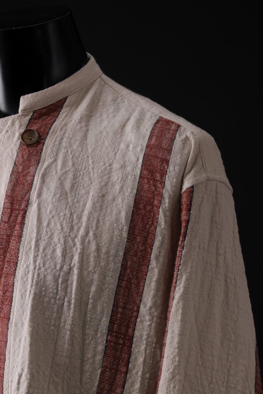 画像をギャラリービューアに読み込む, YUTA MATSUOKA stand collar shirt / organic cotton slub (red stripe)