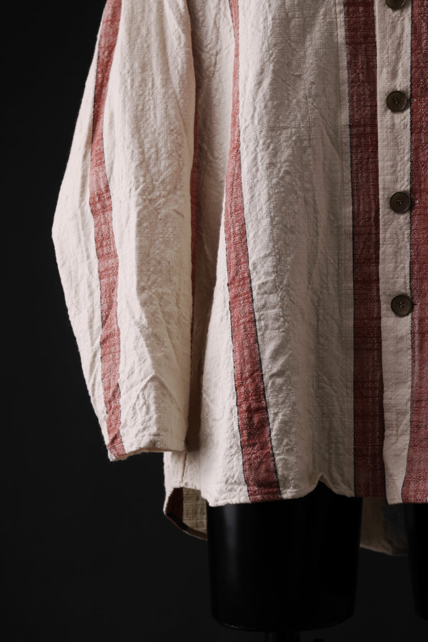 画像をギャラリービューアに読み込む, YUTA MATSUOKA stand collar shirt / organic cotton slub (red stripe)