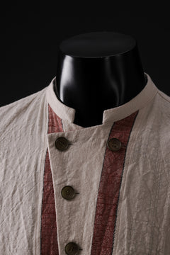 画像をギャラリービューアに読み込む, YUTA MATSUOKA stand collar shirt / organic cotton slub (red stripe)