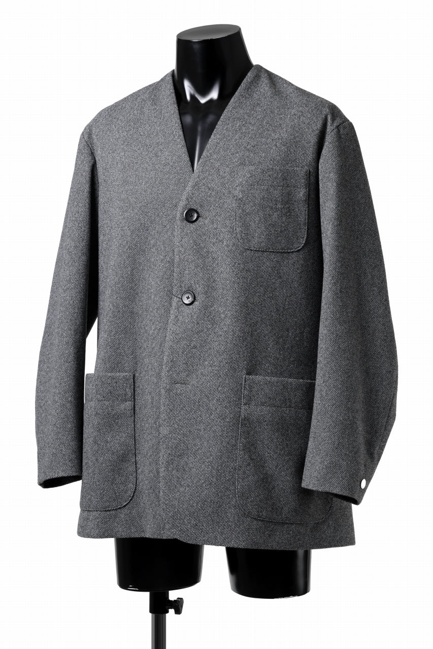 画像をギャラリービューアに読み込む, TARO HORIUCHI / th products Collarless Jacket / active setter tweed knit (gray)