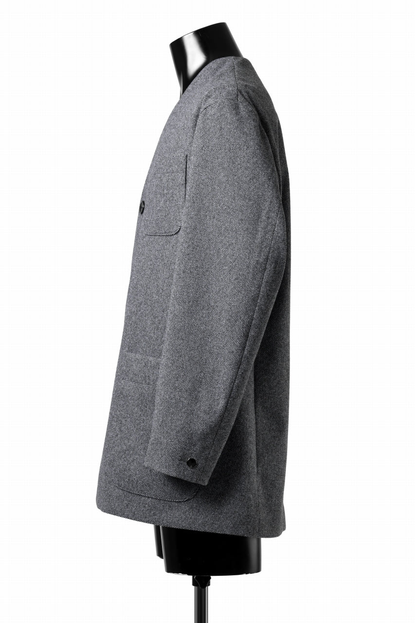 画像をギャラリービューアに読み込む, TARO HORIUCHI / th products Collarless Jacket / active setter tweed knit (gray)