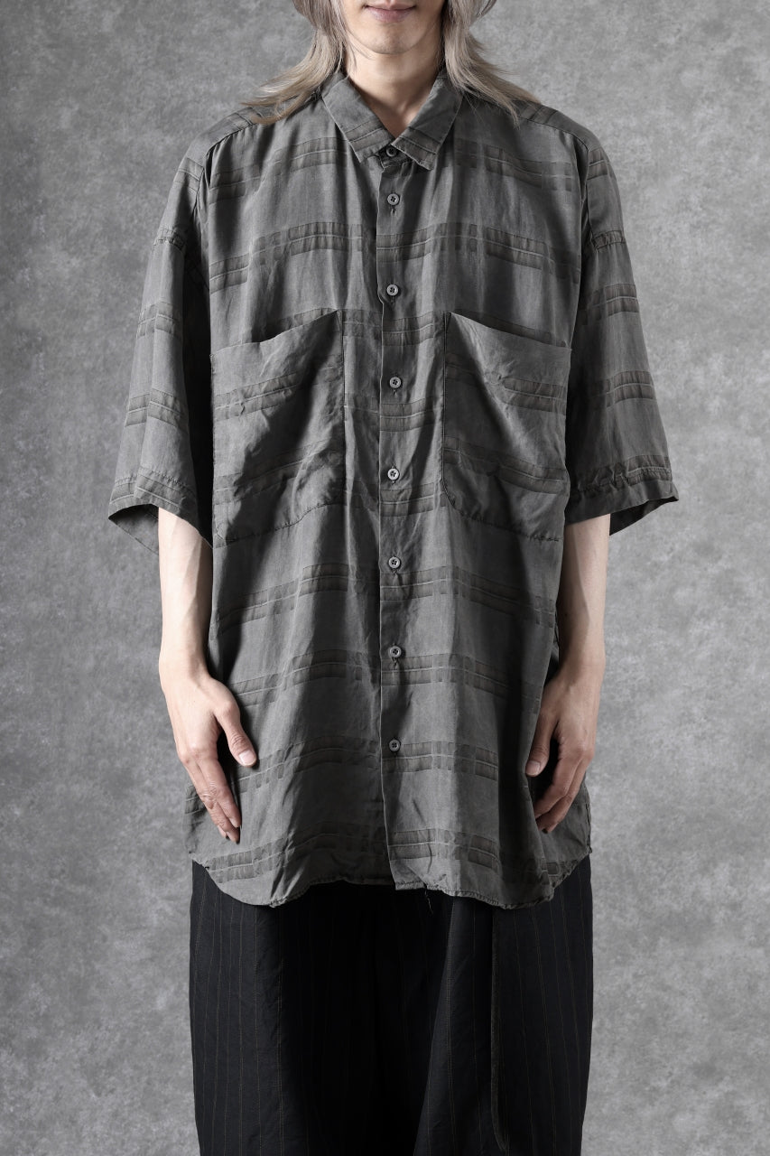 画像をギャラリービューアに読み込む, KLASICA RELAXED FIT H/S SHIRTS / DRAPE &amp; SMOOTH TEXTILE (GRAYSH DYE CHECK)