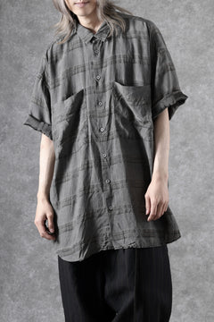 画像をギャラリービューアに読み込む, KLASICA RELAXED FIT H/S SHIRTS / DRAPE &amp; SMOOTH TEXTILE (GRAYSH DYE CHECK)