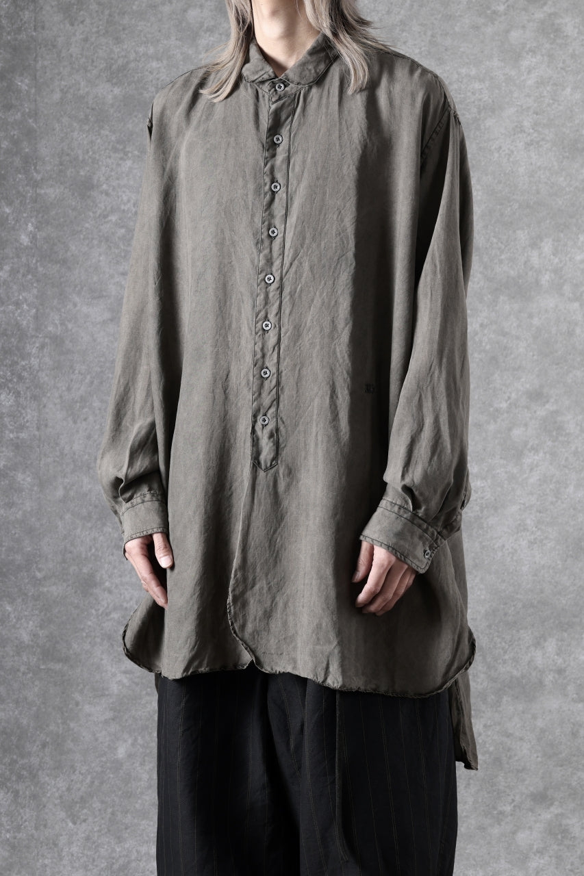 画像をギャラリービューアに読み込む, KLASICA SHORT COLLAR ROOMY SHIRTS / DRAPE & SMOOTH TEXTILE (BROWNY DYE STRIPE)