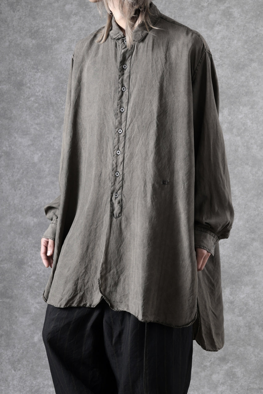 画像をギャラリービューアに読み込む, KLASICA SHORT COLLAR ROOMY SHIRTS / DRAPE & SMOOTH TEXTILE (BROWNY DYE STRIPE)