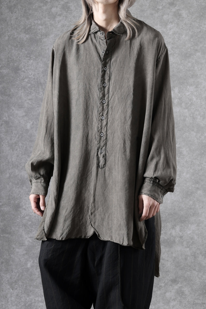 画像をギャラリービューアに読み込む, KLASICA SHORT COLLAR ROOMY SHIRTS / DRAPE & SMOOTH TEXTILE (BROWNY DYE STRIPE)