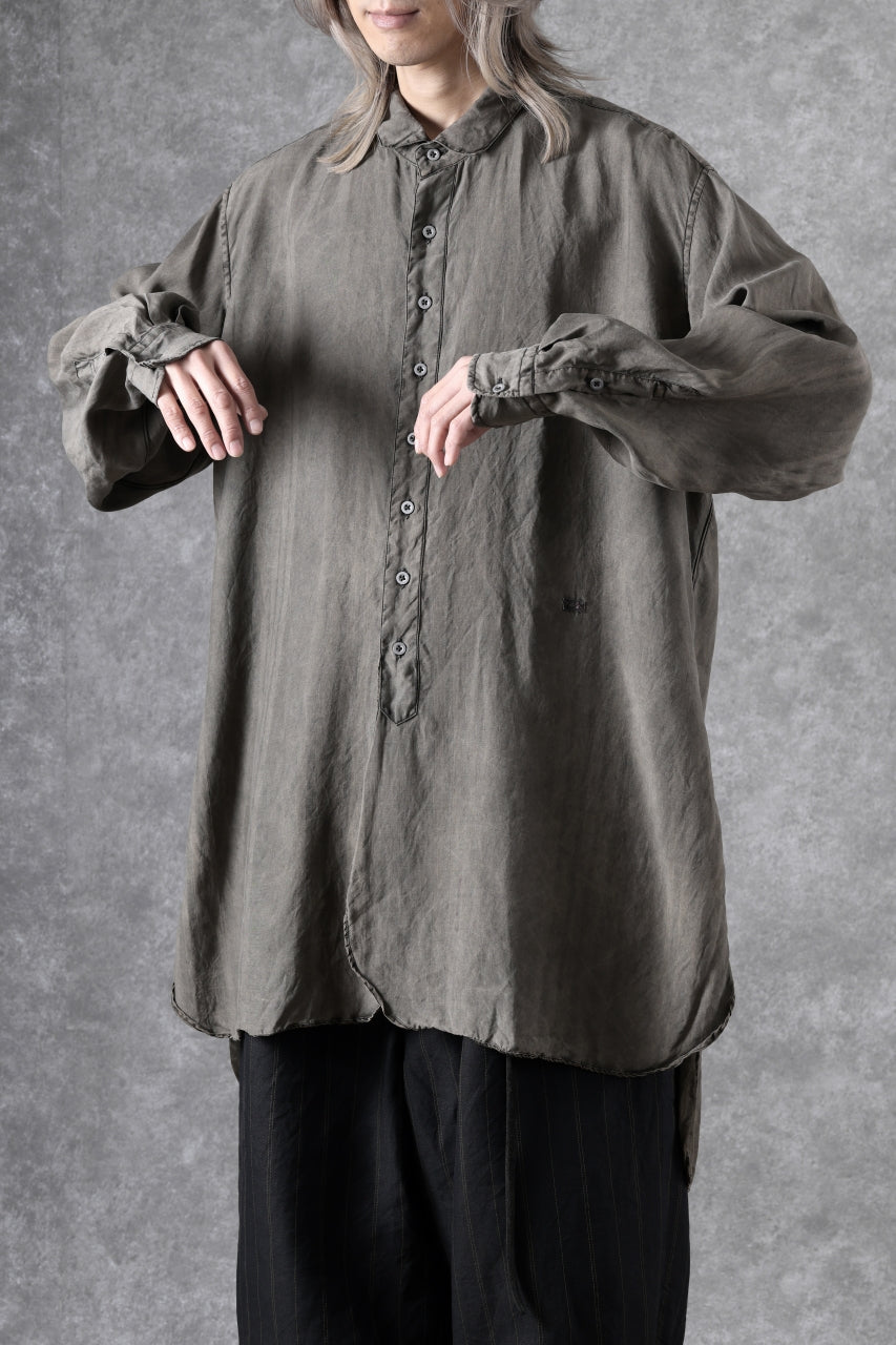 画像をギャラリービューアに読み込む, KLASICA SHORT COLLAR ROOMY SHIRTS / DRAPE & SMOOTH TEXTILE (BROWNY DYE STRIPE)